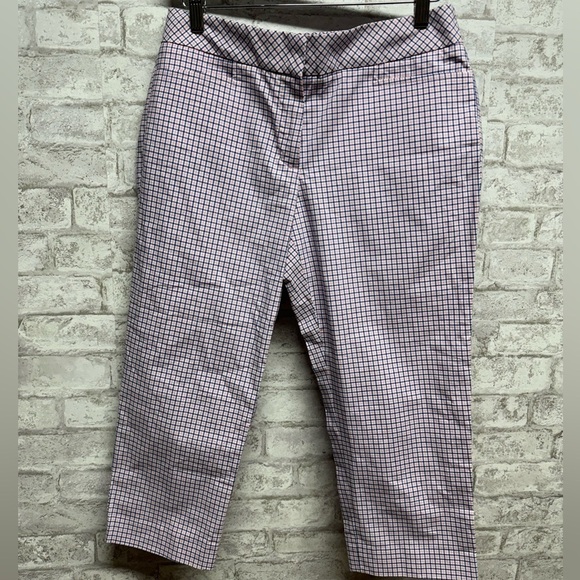 Talbots signature plaid checkered capris women’s‎ 6P NWT pink and blue print - Picture 1 of 9